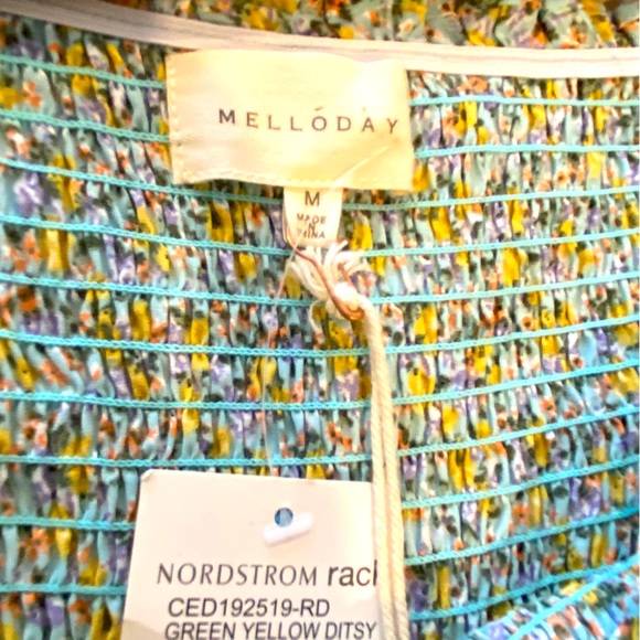 NWT Melloday Women’s Smocked Ditsy Floral Puff Bubble Sleeve Dress Size M - Picture 8 of 9